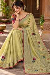 Premium Soft Tissue Designer Saree With beautiful Bandini Blouse