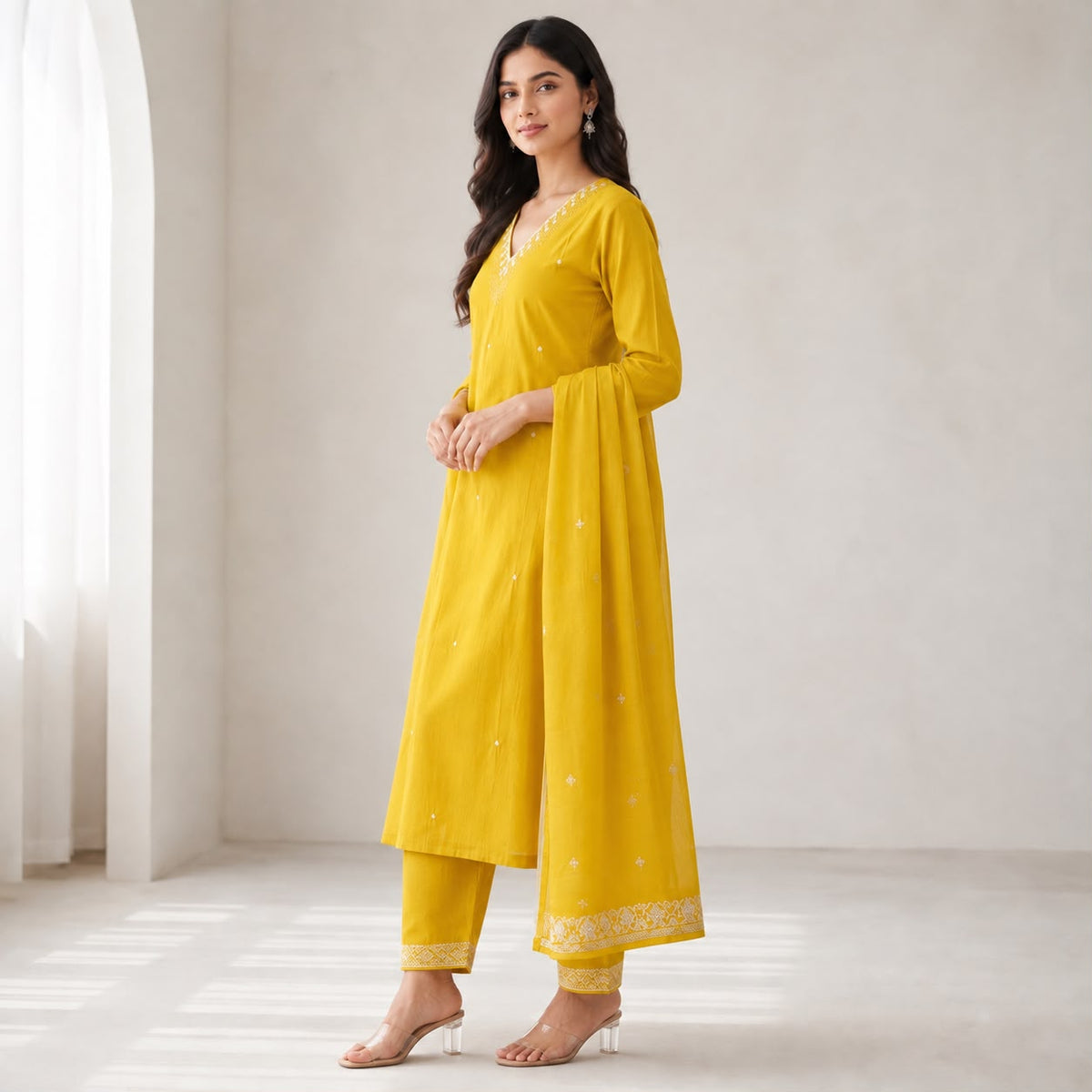 Mul Chanderi  3 Piece Kurta Set