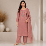 Mul Cotton 3 Piece Set With Embroidery Work