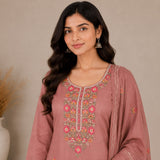Mul Cotton 3 Piece Set With Embroidery Work