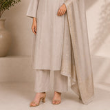 Mul Chanderi 3 Piece Kurta Set With Dola Duppata