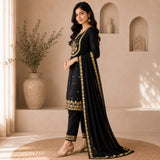 Mulchanderi 3 Piece Short  Kurta Set