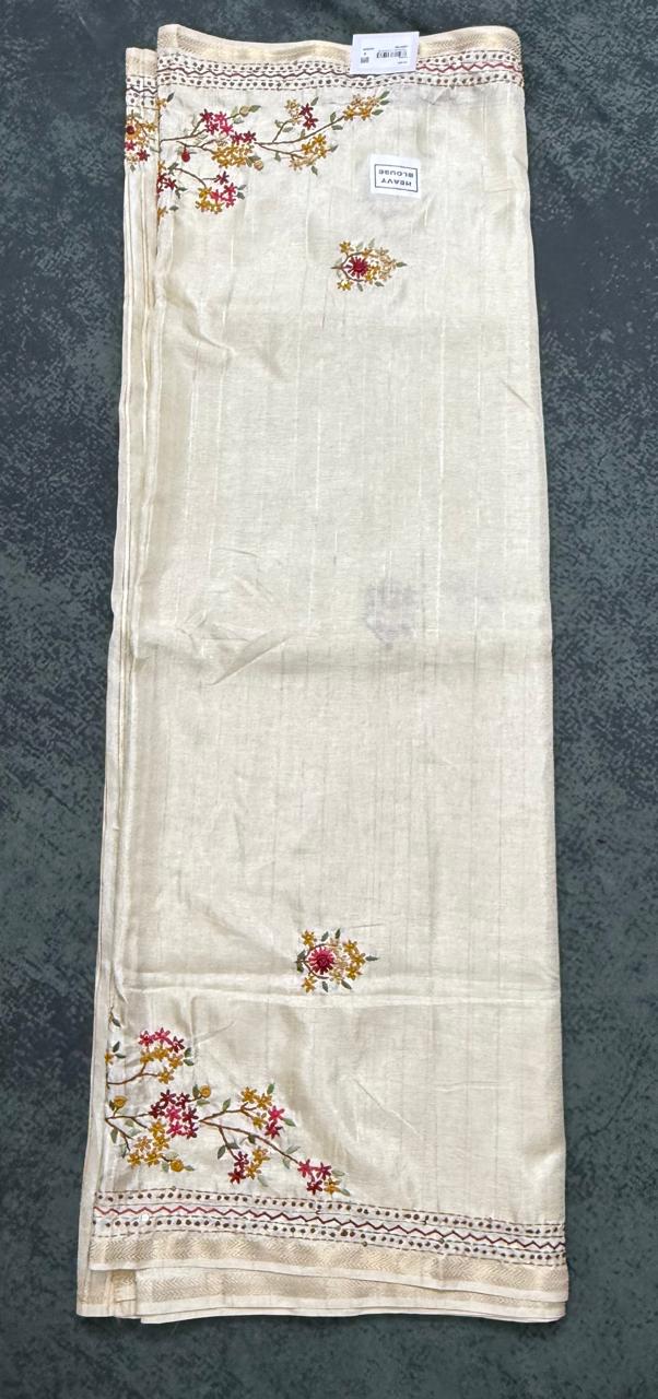 Tussur Silk Saree With Embroidery Work