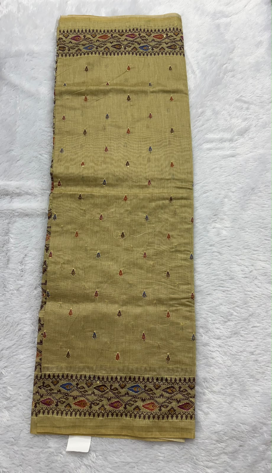 Cotton Jamdani Saree With Knot Work