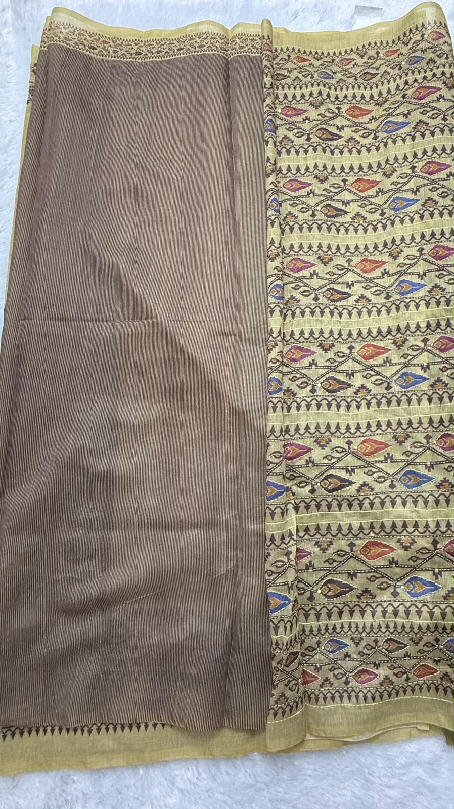 Cotton Jamdani Saree With Knot Work