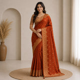 Pure Dola Crepe Saree With Pasmina Stitched Blouse