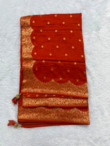 Pure Dola Crepe Saree With Pasmina Stitched Blouse
