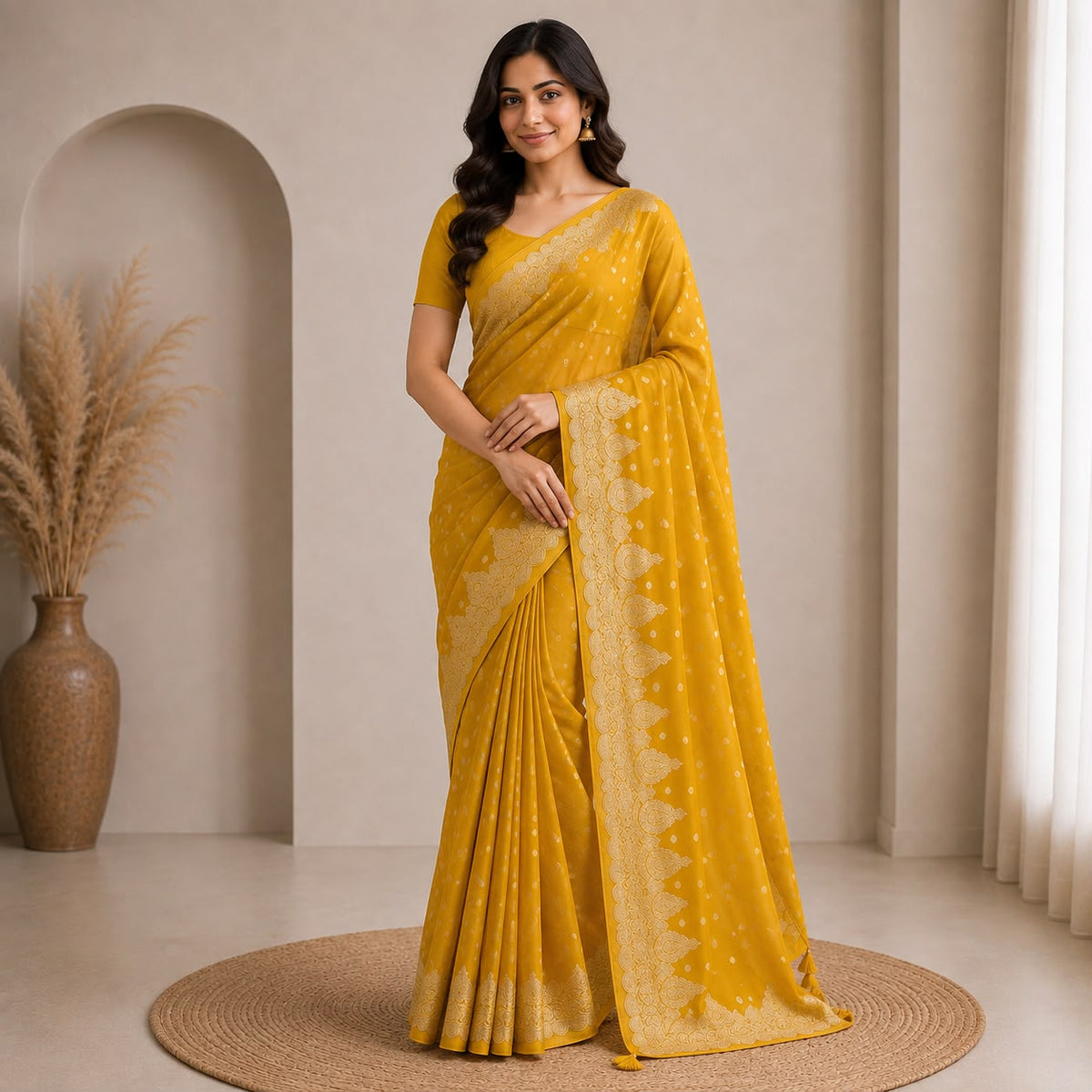 Dola Crepe Cut Work Saree