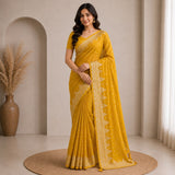 Dola Crepe Cut Work Saree