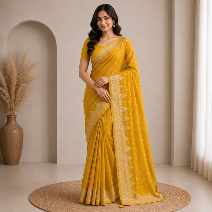 Dola Crepe Cut Work Saree