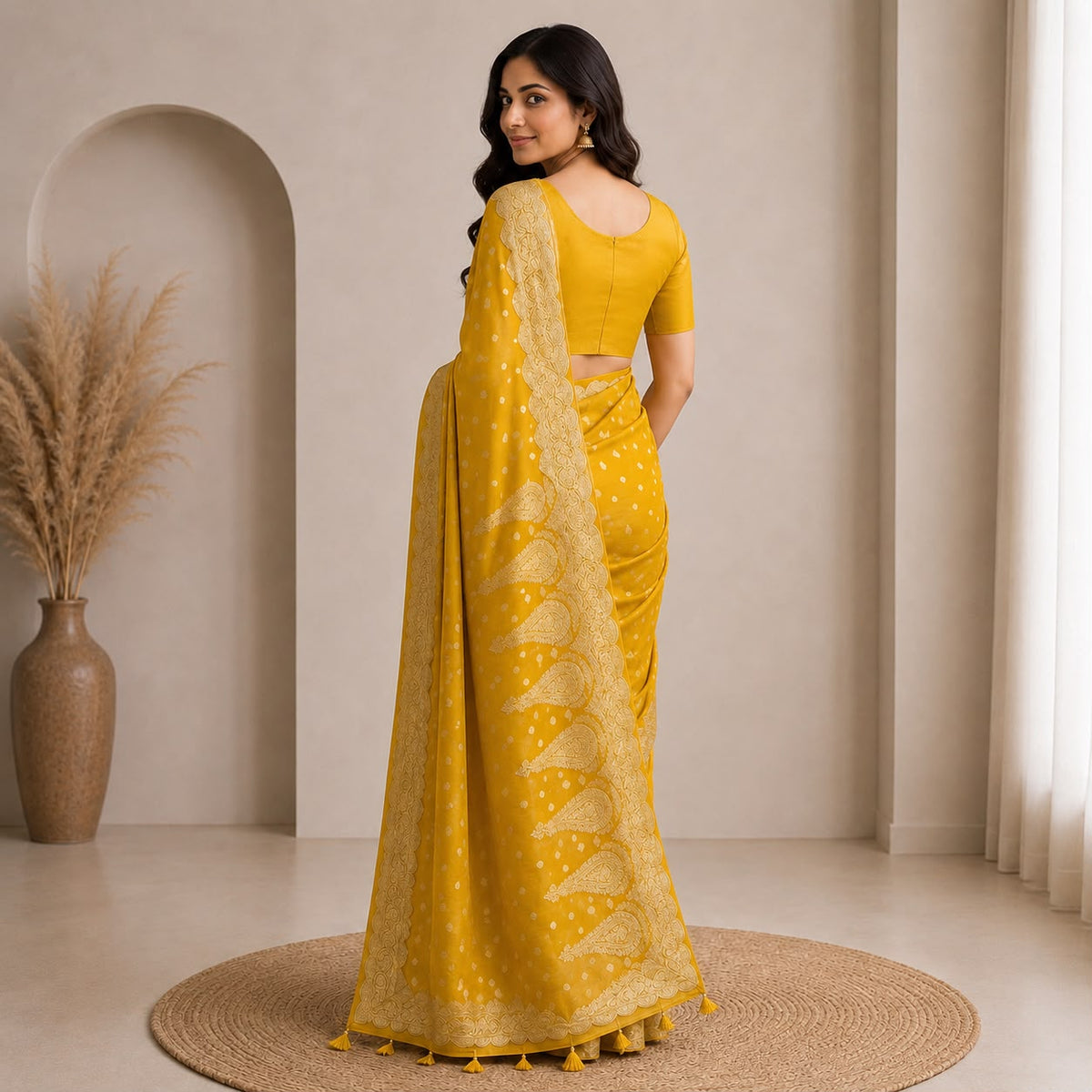 Dola Crepe Cut Work Saree