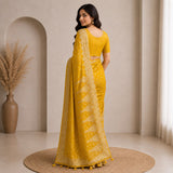 Dola Crepe Cut Work Saree