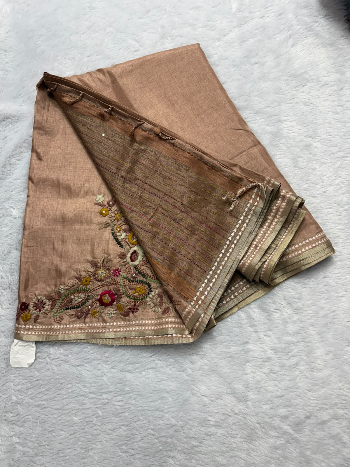 Soft Tussar Slik Saree With Embriodery Work