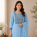 Dabu Cotton 3 Piece Kurta Set