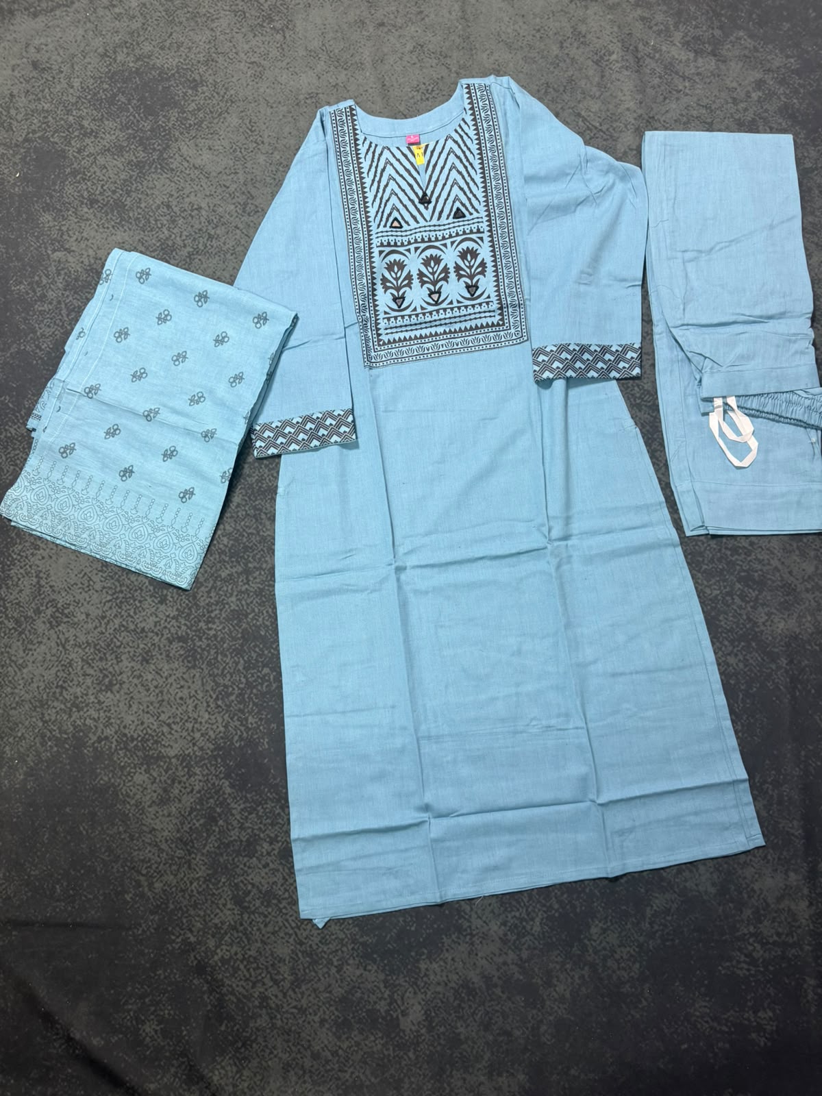 Dabu Cotton 3 Piece Kurta Set