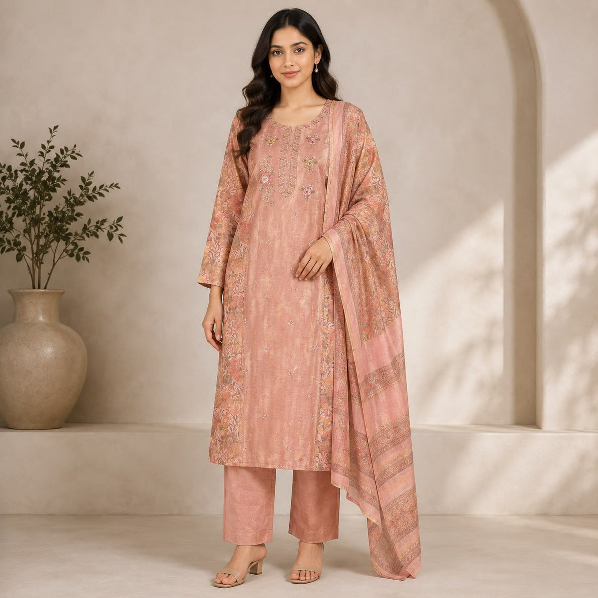 Tissue Fabric With 3 Piece Kurta Set
