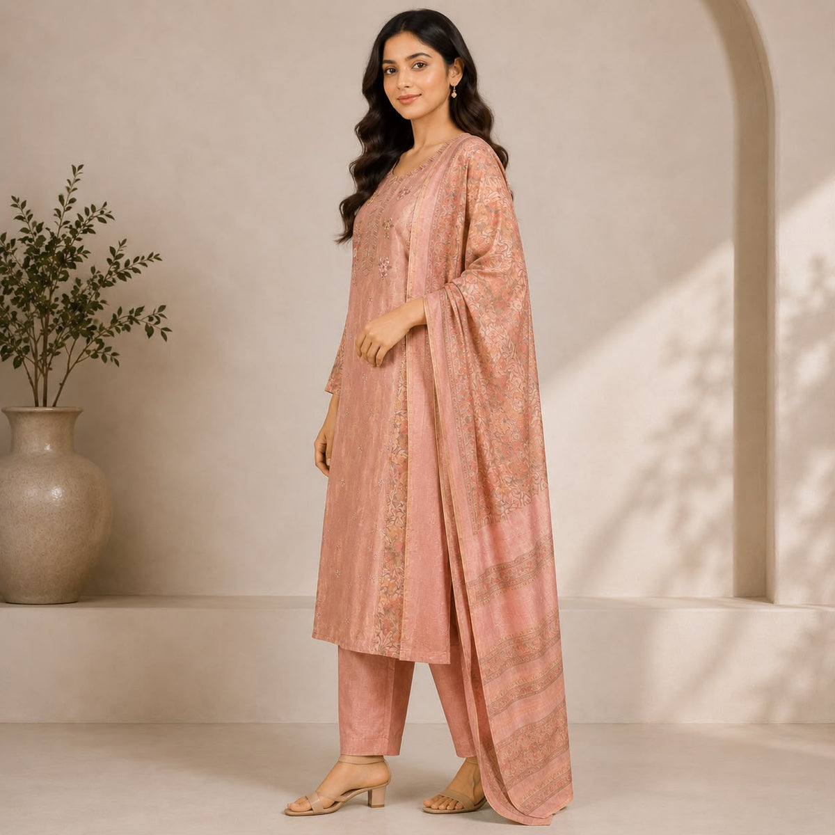 Tissue Fabric With 3 Piece Kurta Set