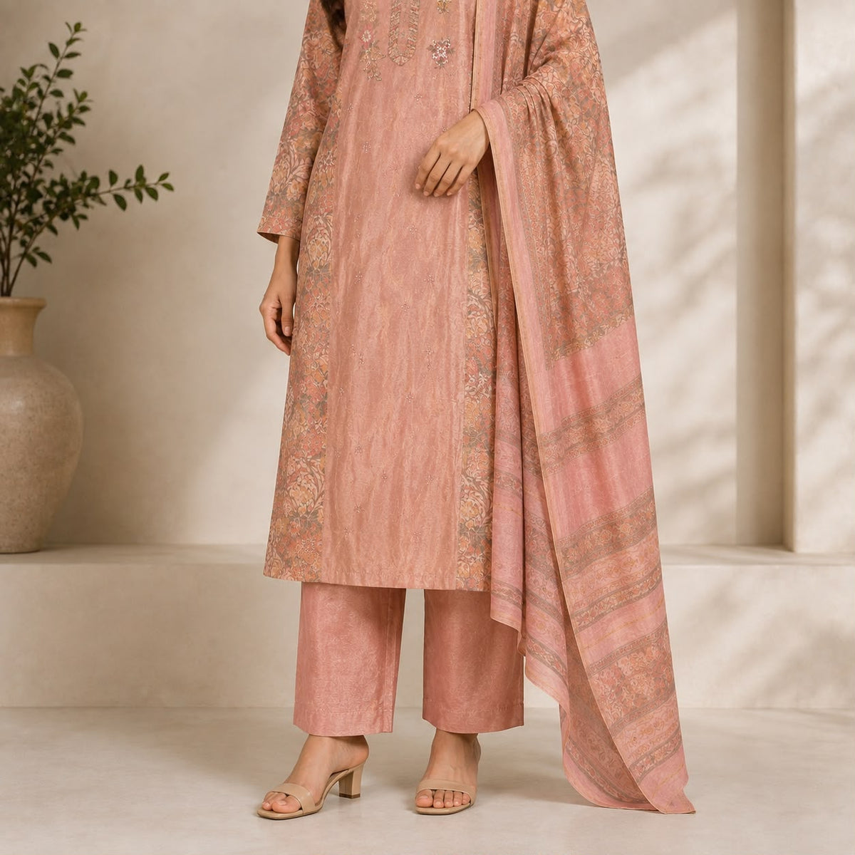 Tissue Fabric With 3 Piece Kurta Set