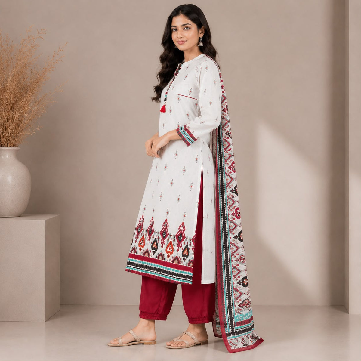 Khadi Cotton 3 Piece Kurta Set