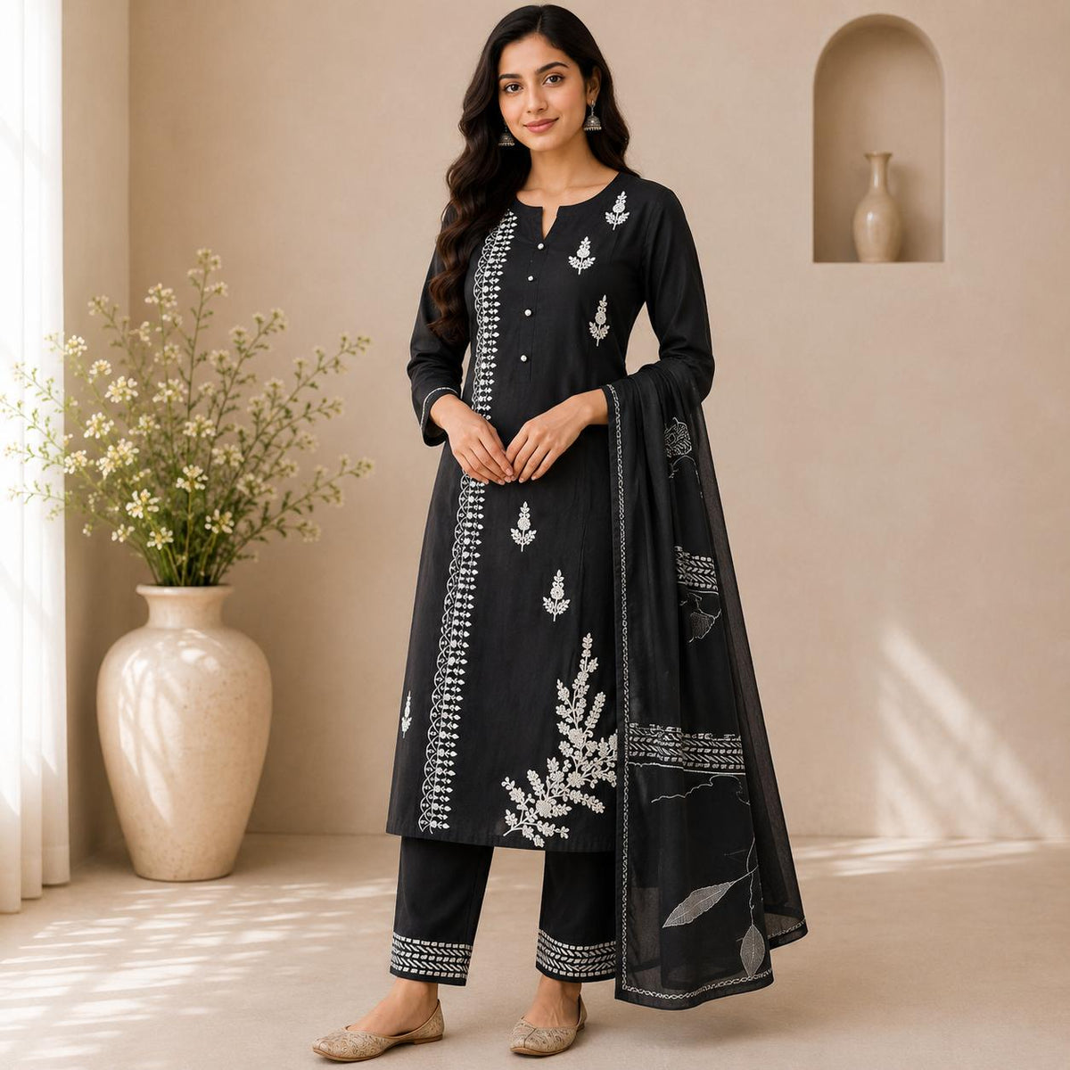 Mul Cotton 3-piece Kurta Set