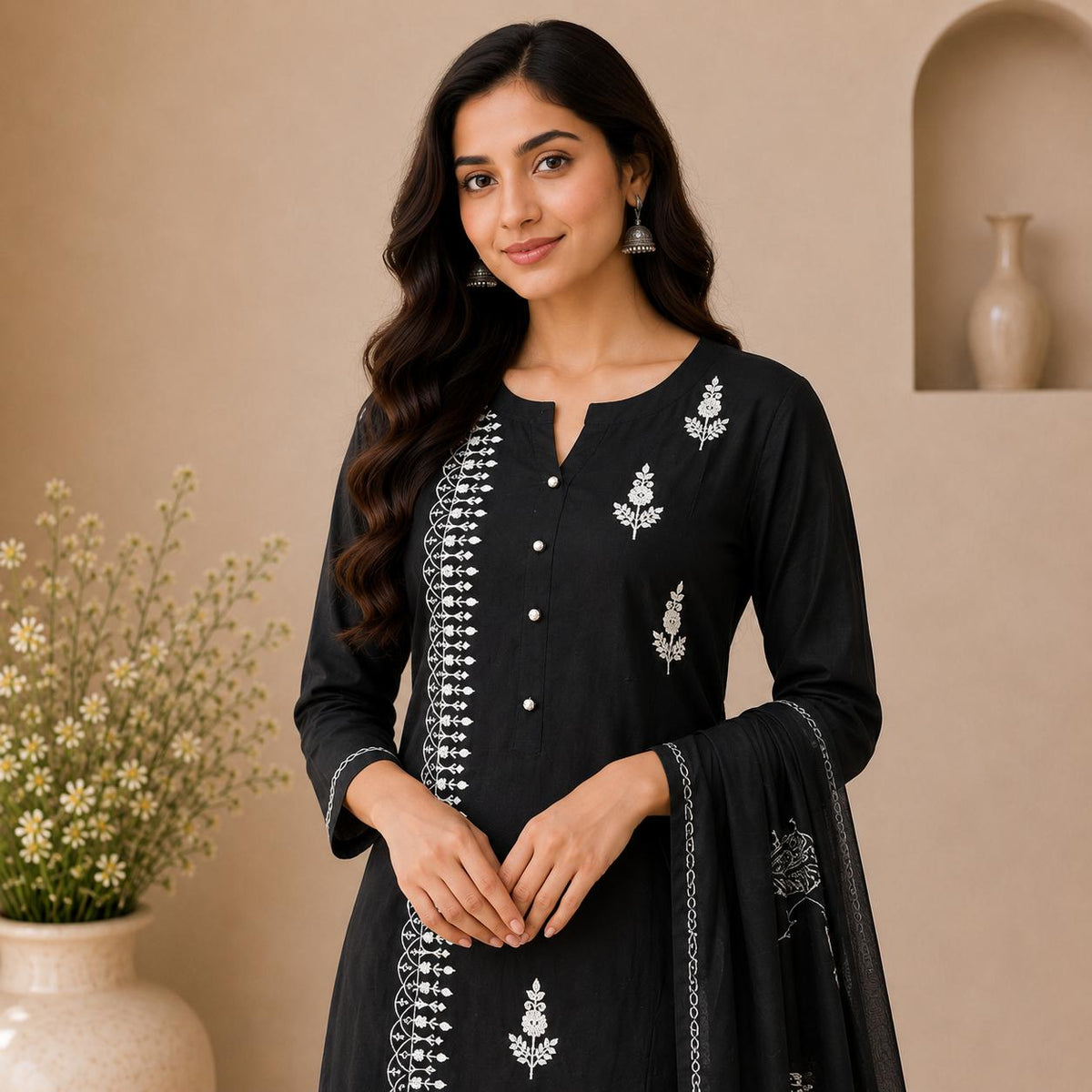 Mul Cotton 3-piece Kurta Set