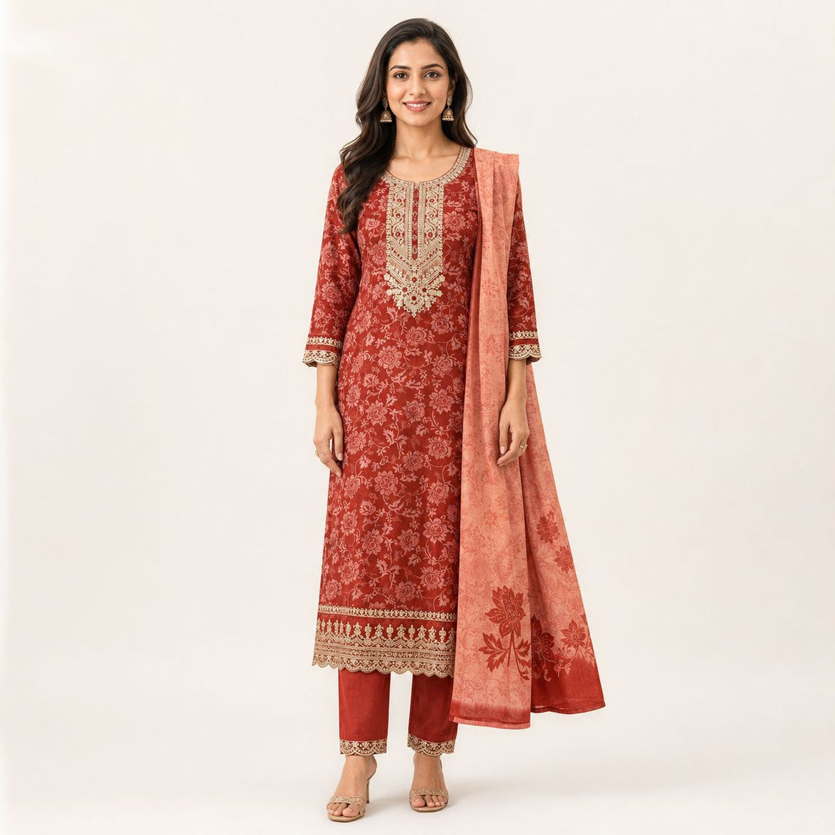 Soft Organza With Cotton Lining 3 Piece Kurta Set