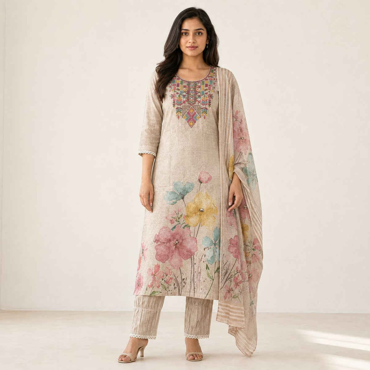 Lenin Cotton 3 Piece Kurta Set