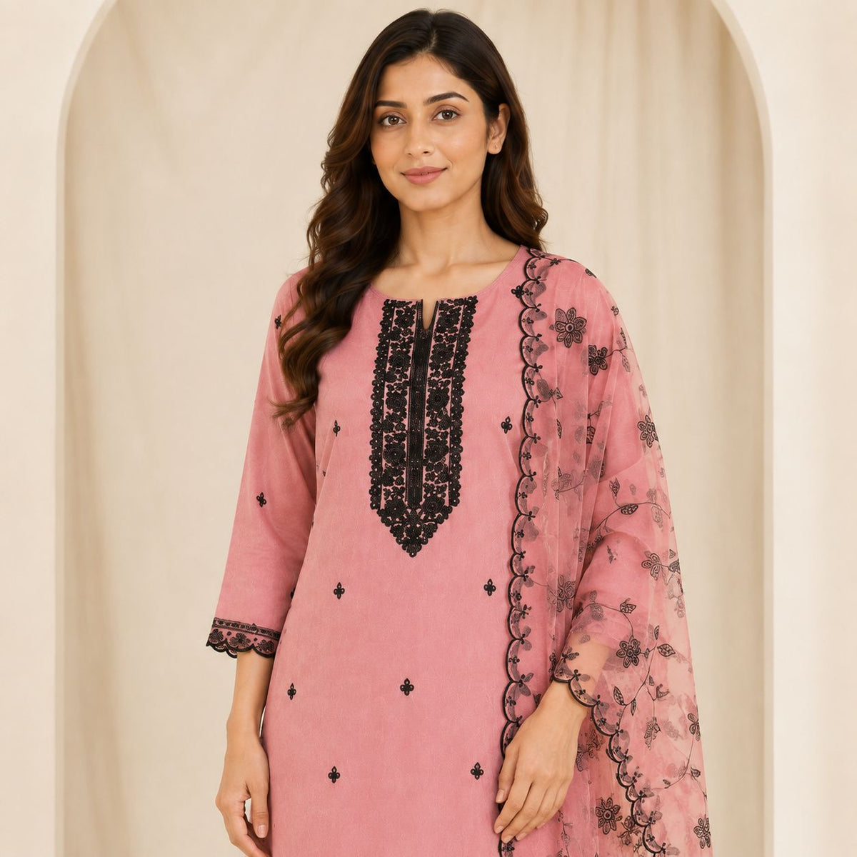 Mul Chanderi 3 Piece Kurta Set