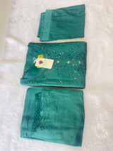 Mul Chanderi 3 Piece Kurta Set With Complete Embroidery Work And Mulcotton Duppata With Lace