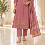 Mul Chanderi 3 Piece Premium Anarkali Kurta Set