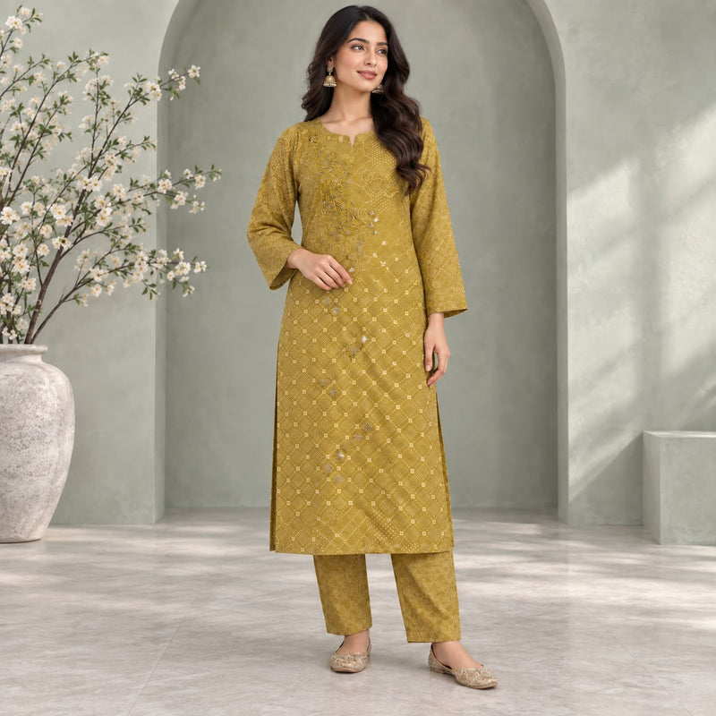 Soft Crepe 3 Piece Kurta Set With Inner