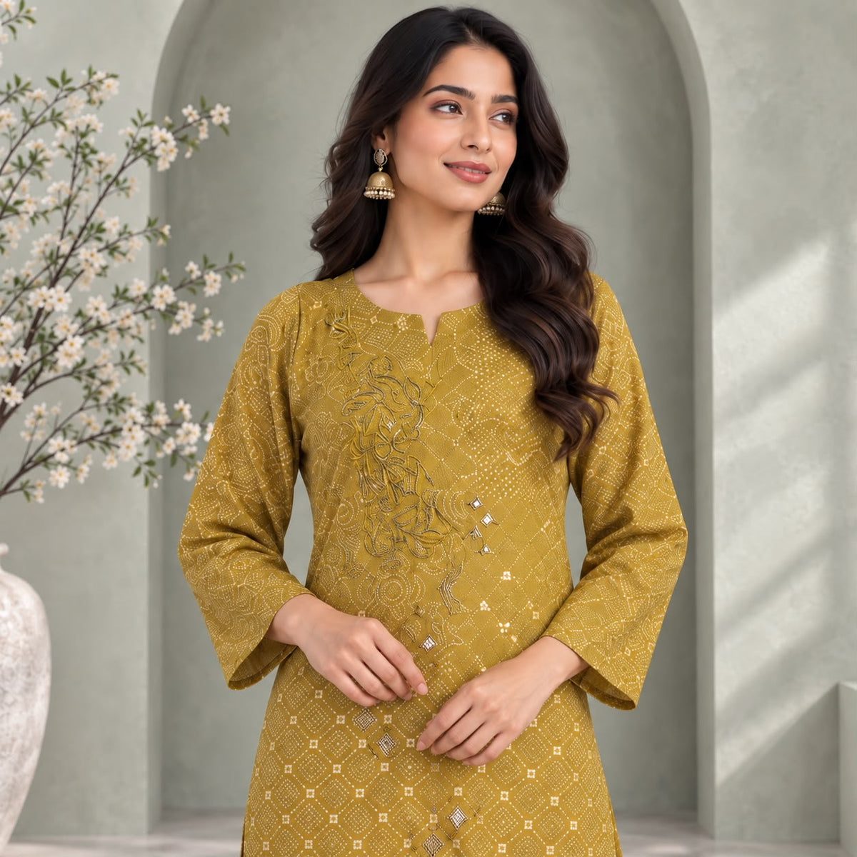 Soft Crepe 3 Piece Kurta Set With Inner