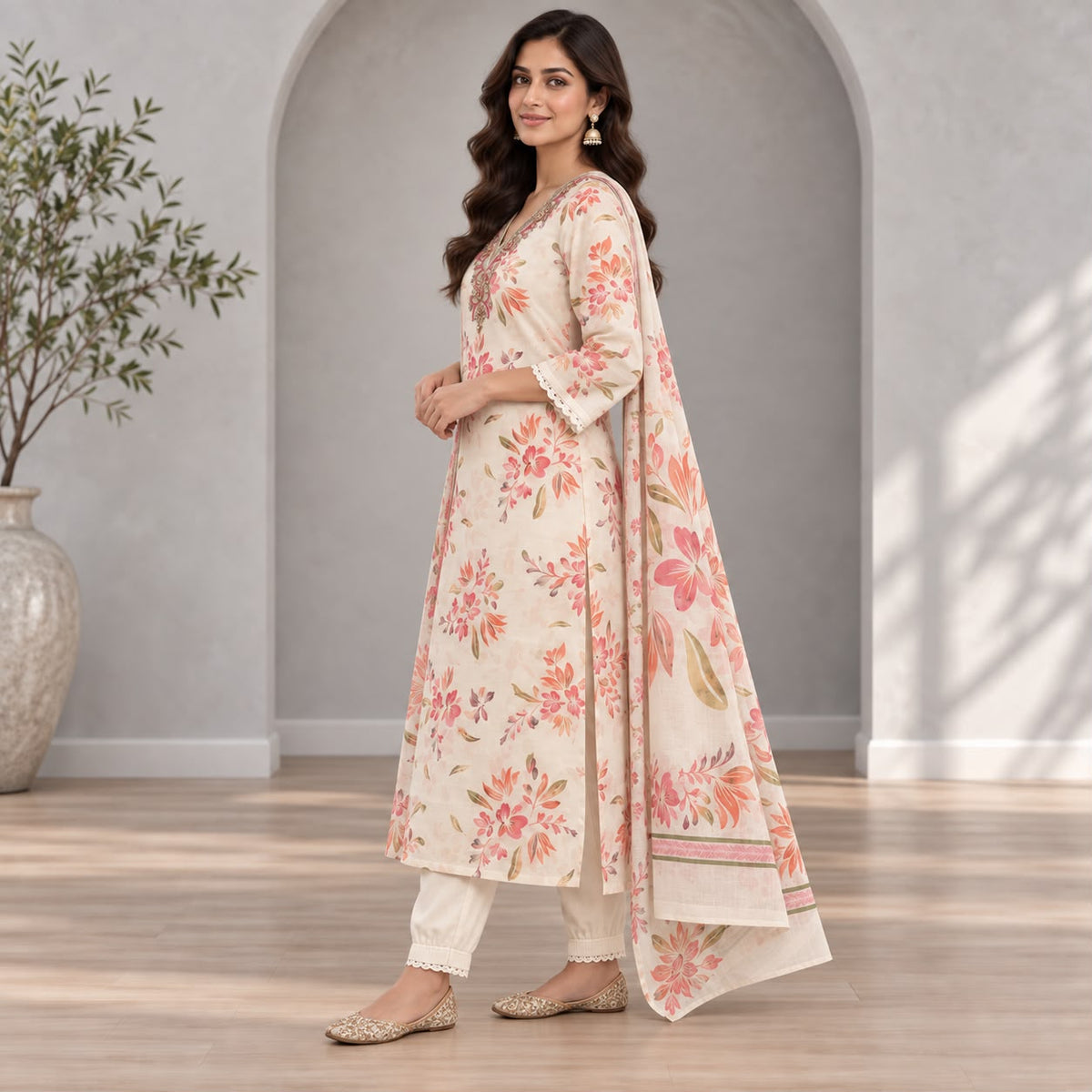 Lenin 3 Piece Kurta Set With Digital Print Duppata