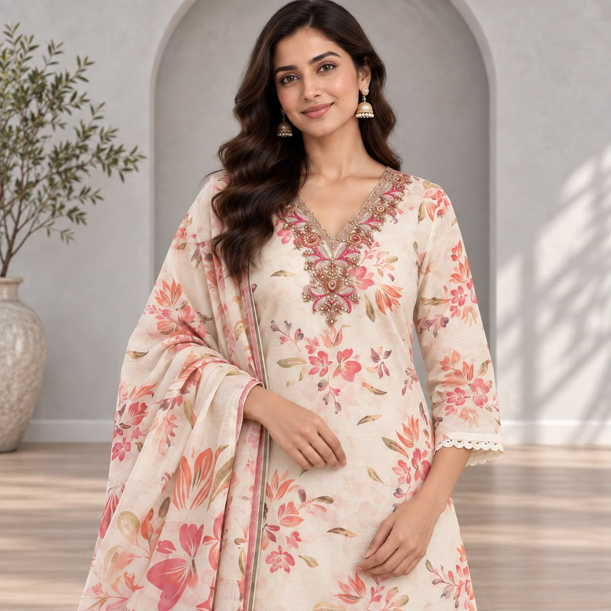 Lenin 3 Piece Kurta Set With Digital Print Duppata