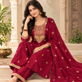 Mul Chanderi 3 Piece Kurta Set With Cutwork Duppata