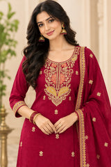 Mul Chanderi 3 Piece Kurta Set With Cutwork Duppata