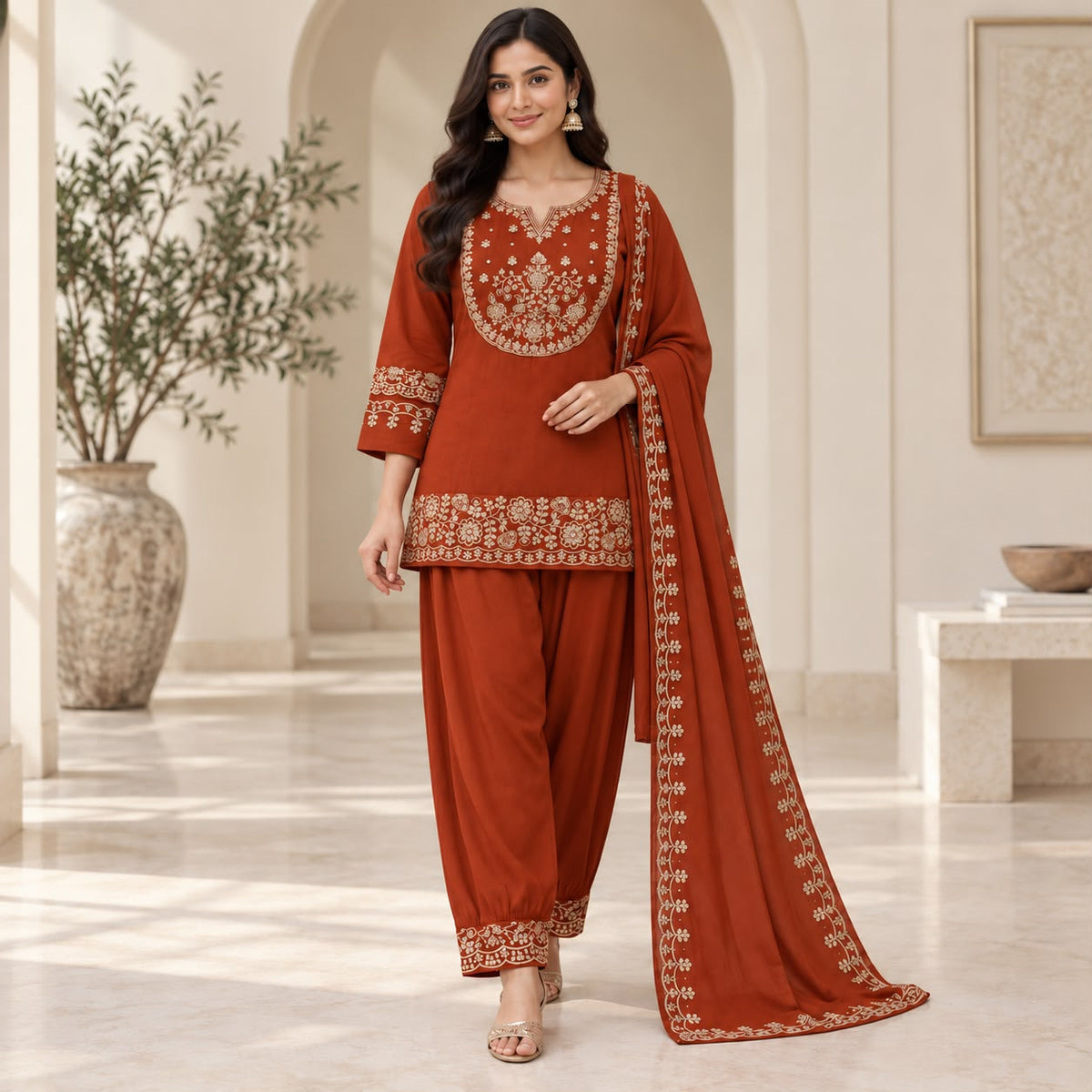 Premium Mul Chanderi 3 Piece Sharara Set