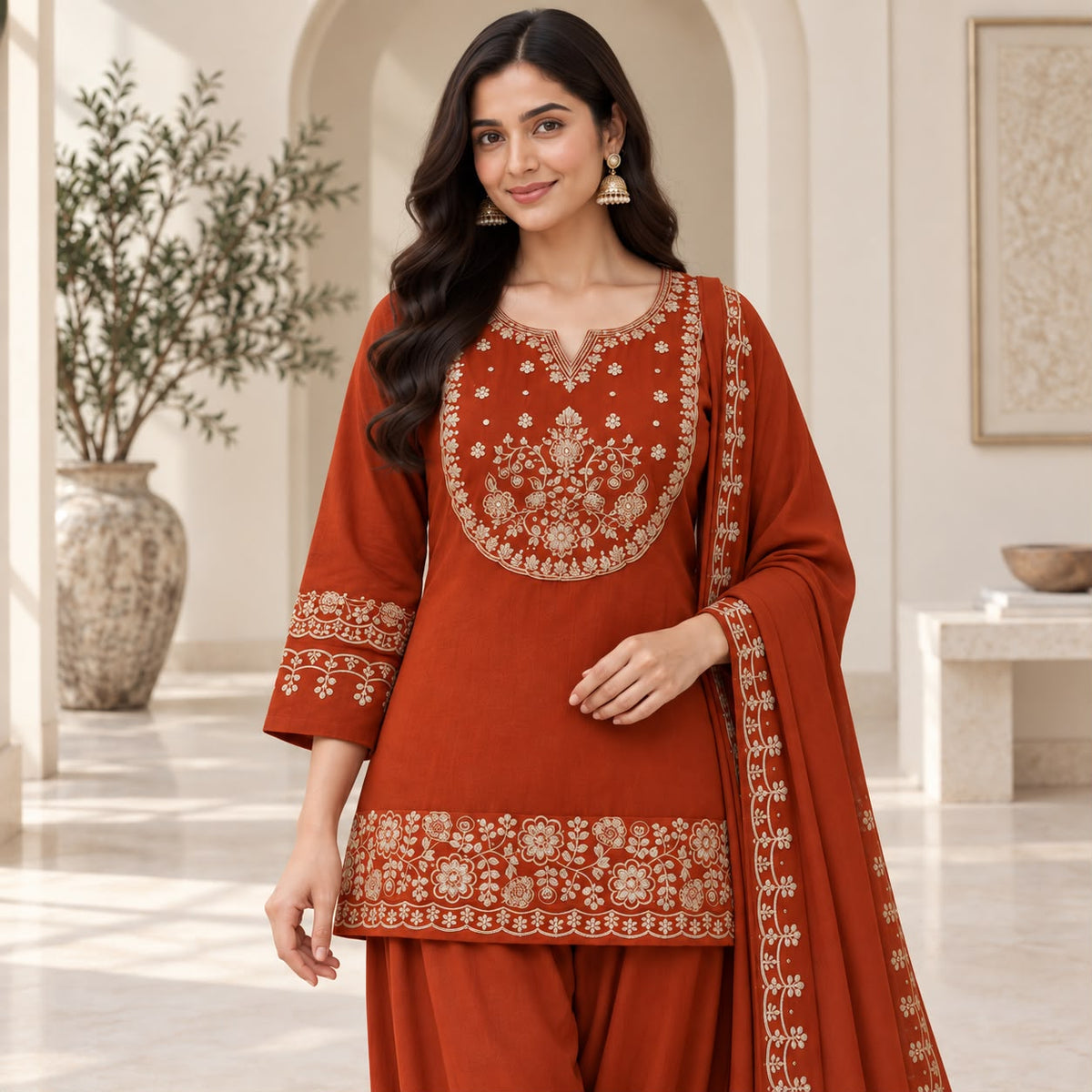 Premium Mul Chanderi 3 Piece Sharara Set