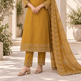 Mul Chanderi 3 Piece Kurta Set With Beautiful Neck Design