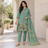 Mul Chanderi 3 Piece Sharara Set Withh Collar Neck and Duppata