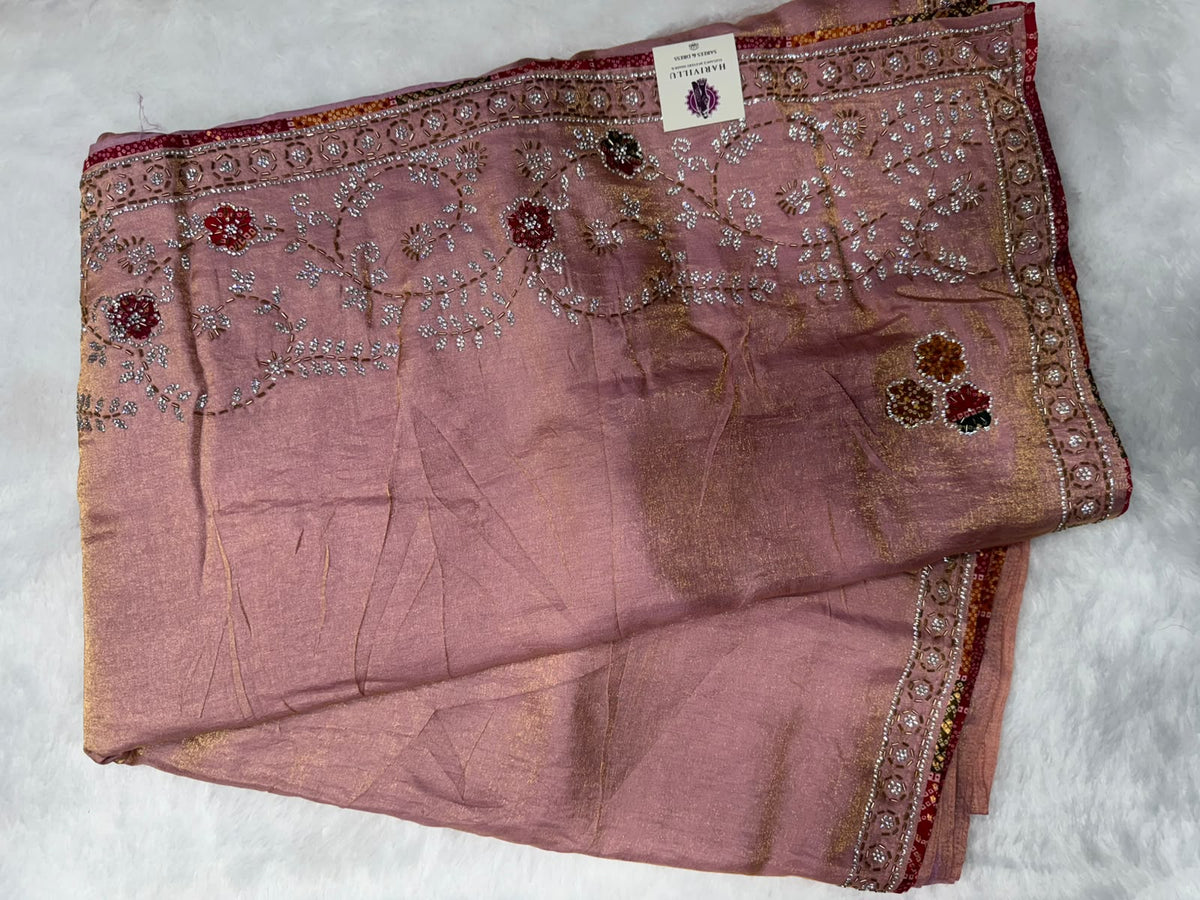 Premium Soft Tissue Designer Saree With beautiful Bandini Blouse