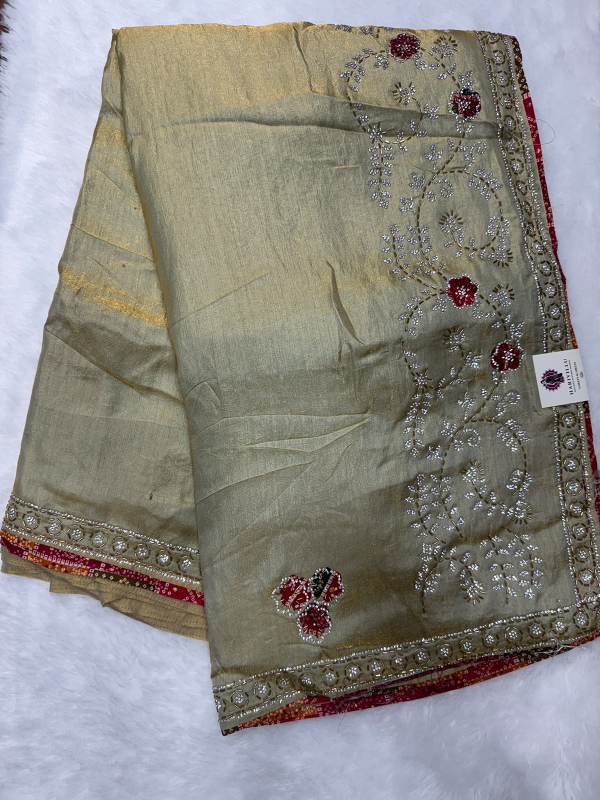 Premium Soft Tissue Designer Saree With beautiful Bandini Blouse