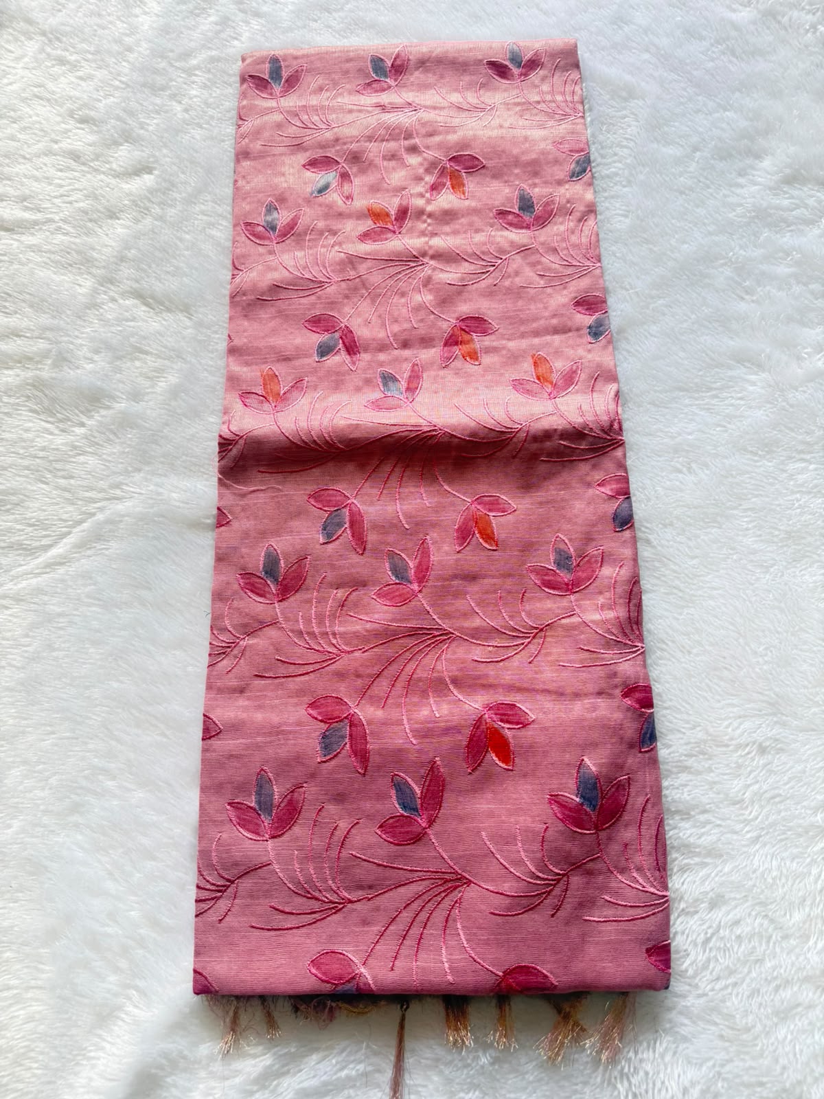Art Silk Saree With Beautiful Embroidery All Over Saree