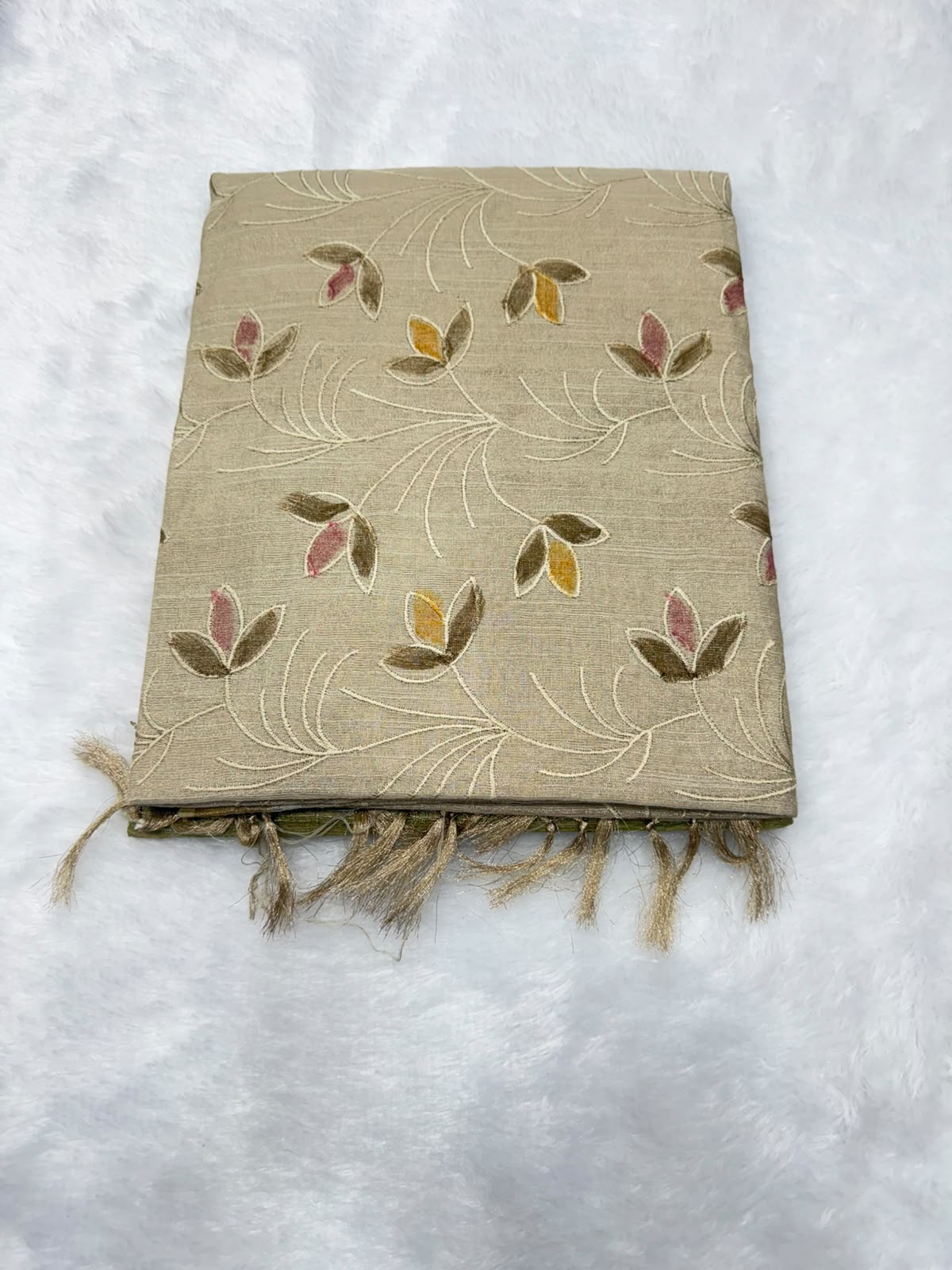 Art Silk Saree With Beautiful Embroidery All Over Saree