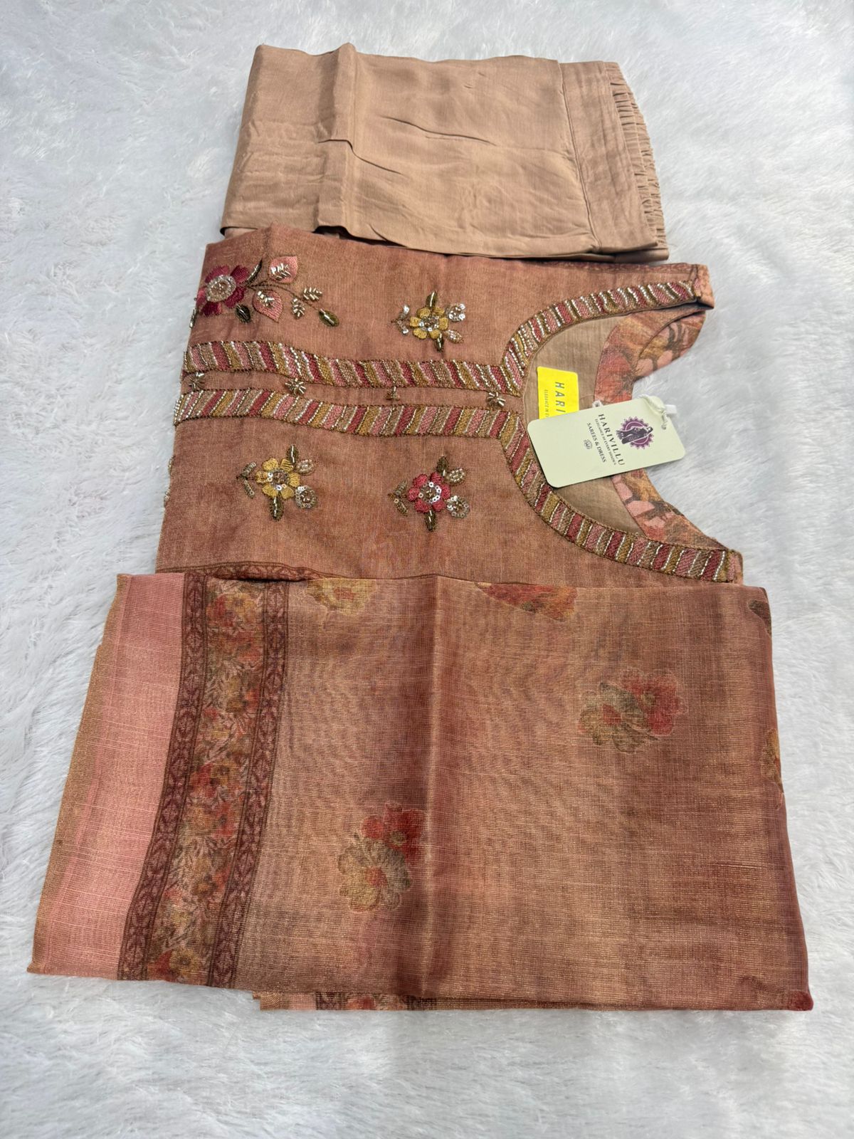 Tissue Fabric With 3 Piece Kurta Set