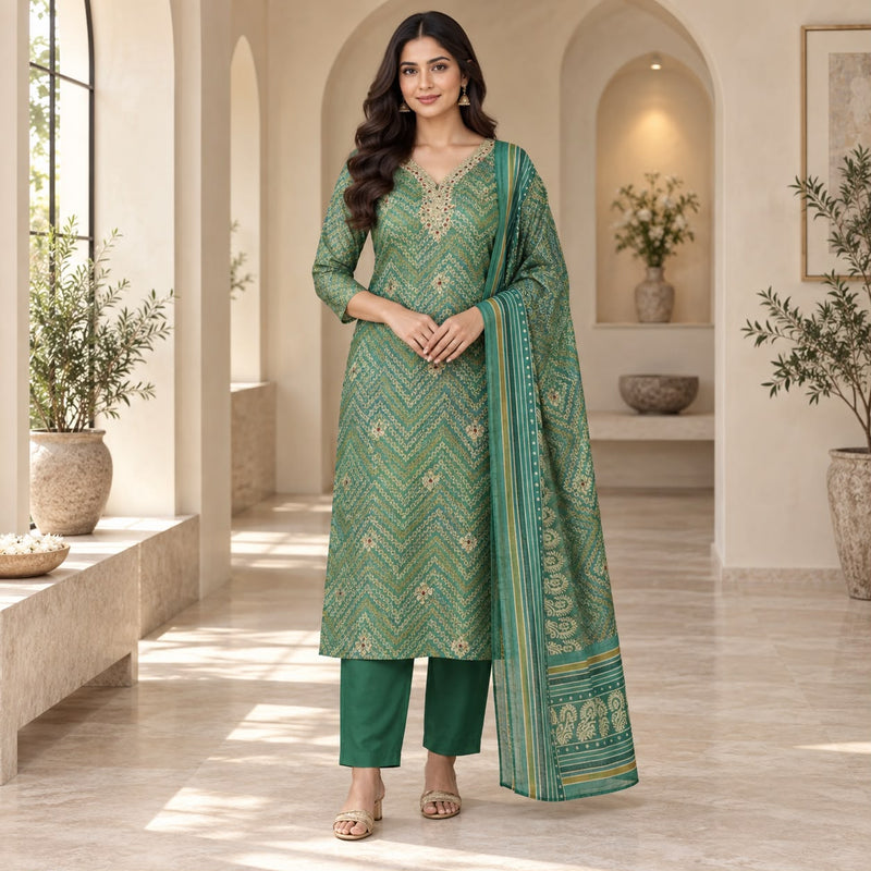 Premium Party Wear 3 Piece Kurta Set With Digital Print Duppata