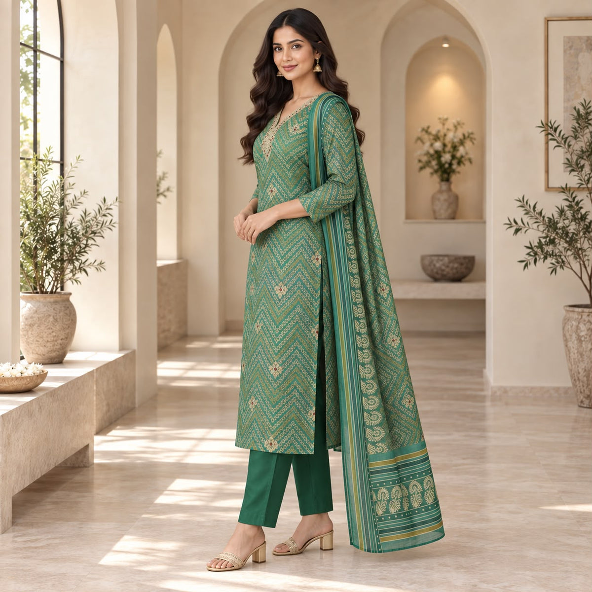 Premium Party Wear 3 Piece Kurta Set With Digital Print Duppata