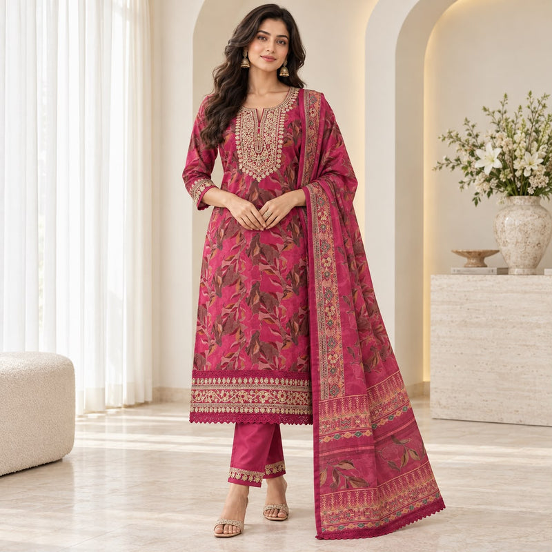 Premium Soft Organza 3 Piece Kurta Set With Beautiful Duppata