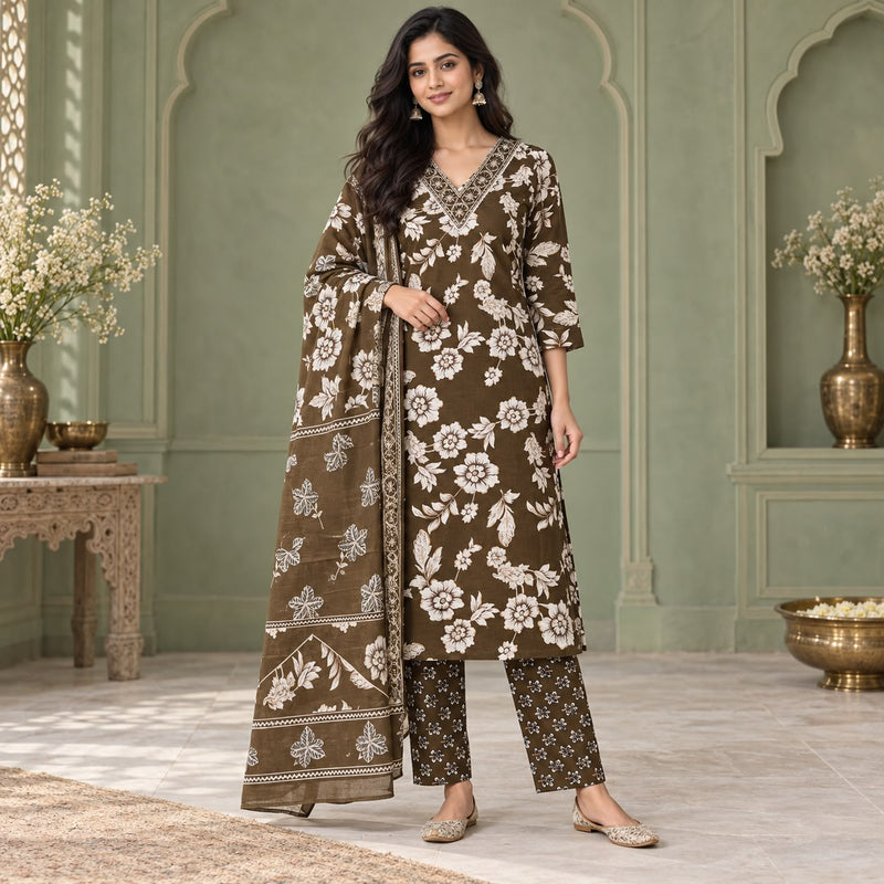 3 Piece Cotton Kurta Set