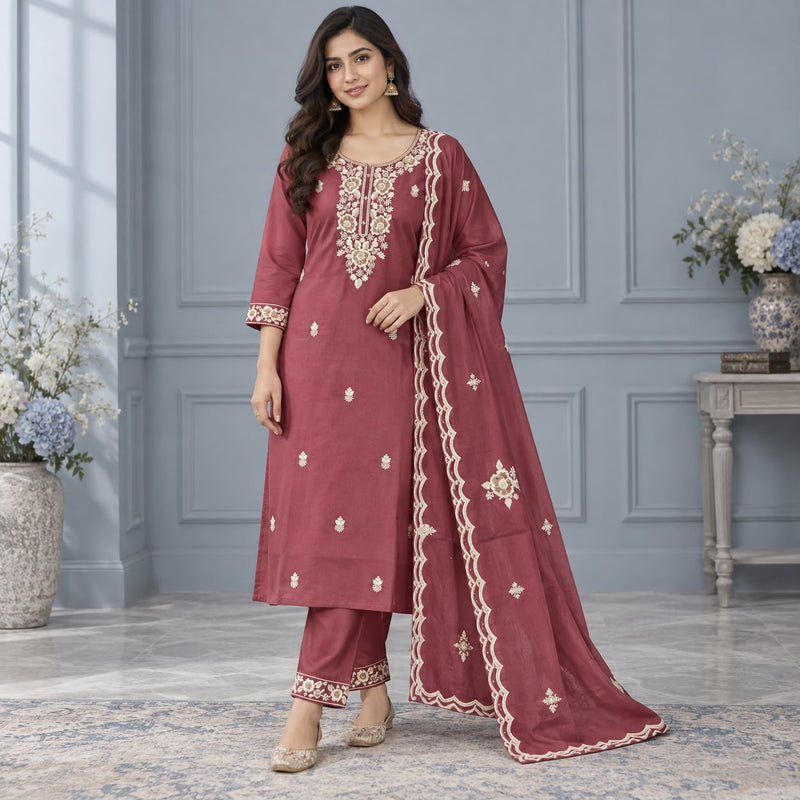 Premium Mul Chanderi 3 Piece Kurta set